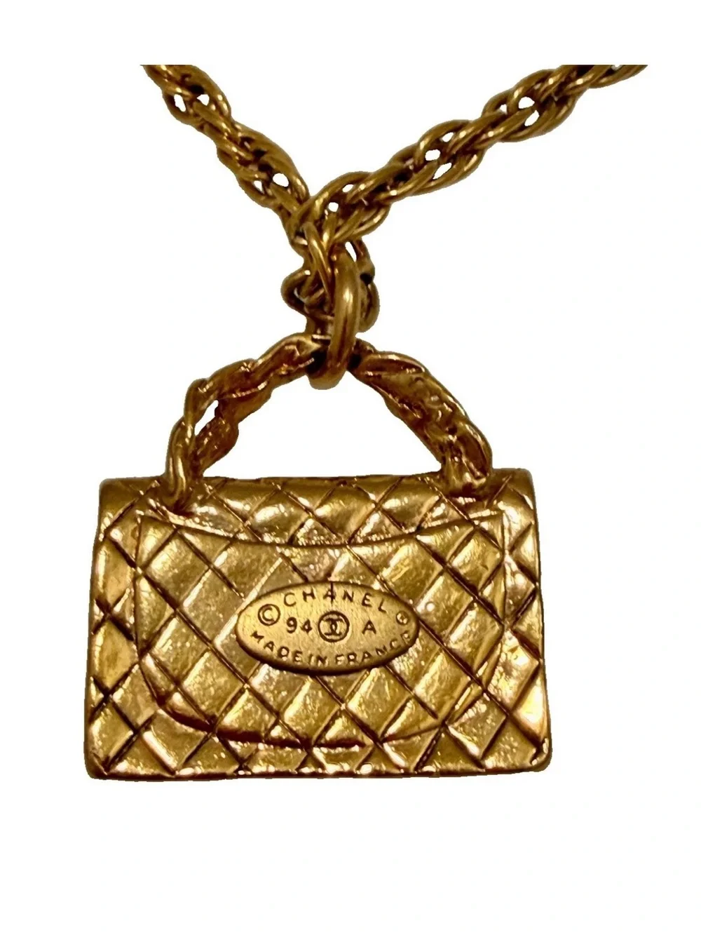 CHANEL Vintage Classic CC Handbag Pendant Necklace